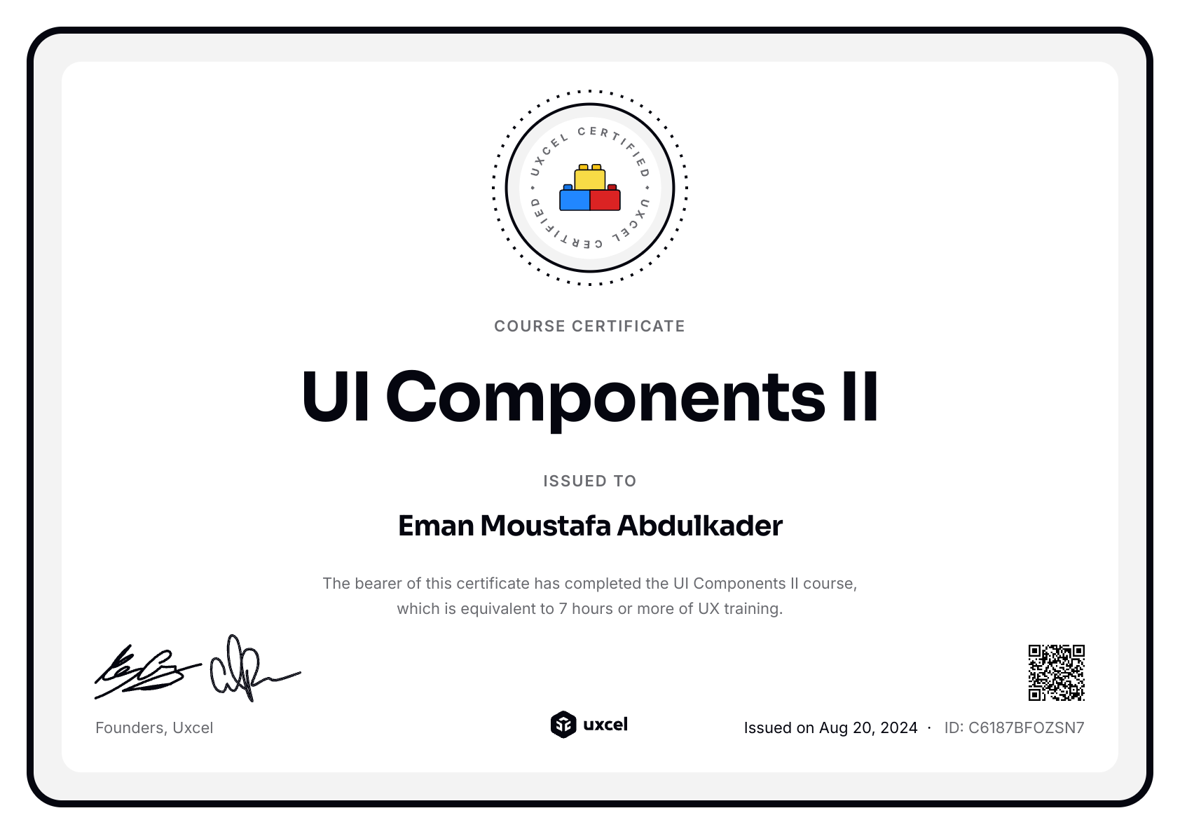 Eman Moustafa Abdulkader's certificate